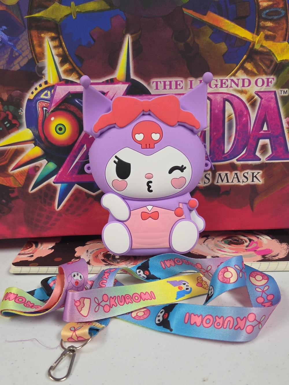 Sanrio Kuromi Purple Pink Silicone Card Holder with Colorful Lanyard
